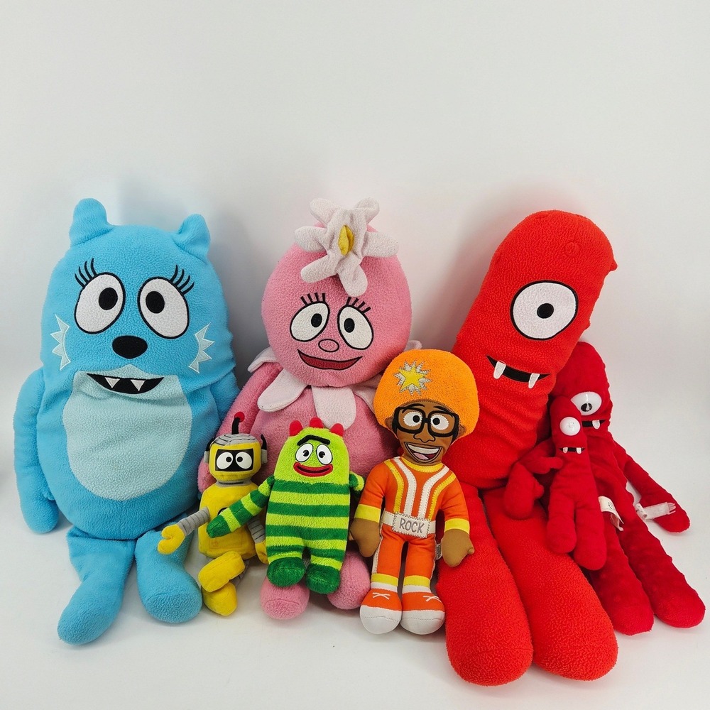 Yo Gabba Gabba Plush Lot Muno Toodee Foofa DJ Lance Rock Brobee Plex Y2K Rare